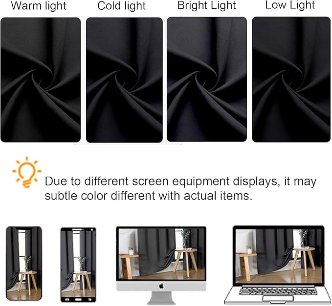 Gwine Black Blackout Curtains 30 Inch Length, Short Kitchen Curtains - Image 6
