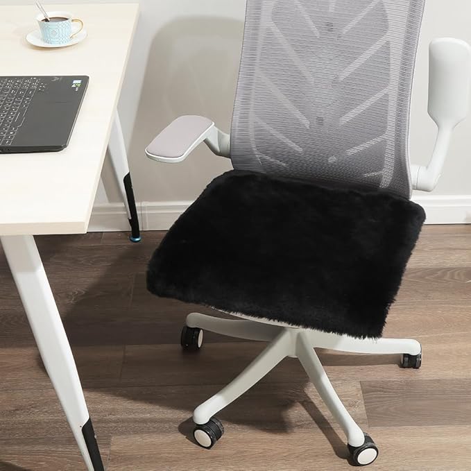 LLB Sheepskin Chair Covers Office Chair Cushion Dining Room Chair Pads Desk - Image 3
