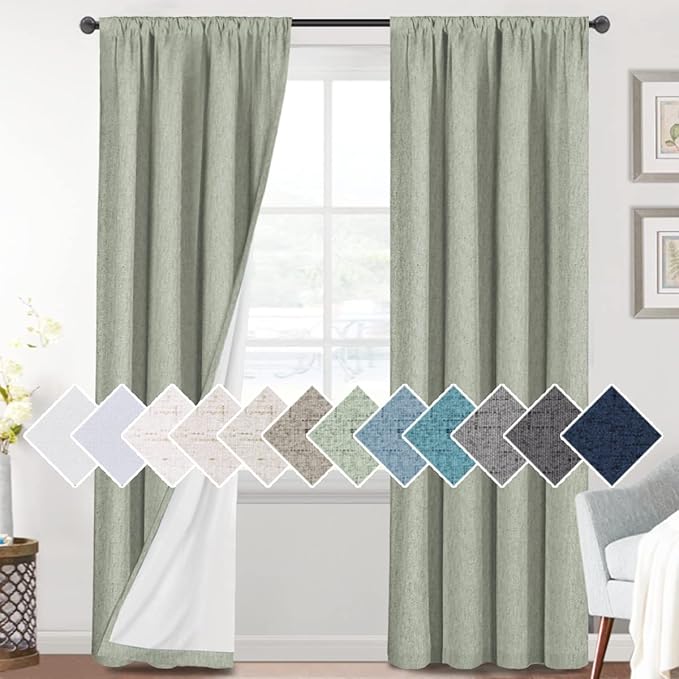 H.VERSAILTEX Linen Look 100% Blackout Curtains 84 Inches Long by HVERSAILTEX