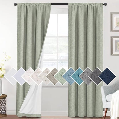 H.VERSAILTEX Linen Look 100% Blackout Curtains 84 Inches Long by HVERSAILTEX