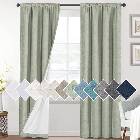 H.VERSAILTEX Linen Look 100% Blackout Curtains 84 Inches Long by HVERSAILTEX