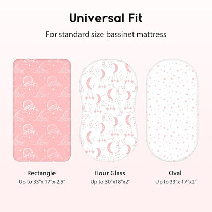 Baby Bassinet Sheets Girl Boy, Fitted Bassinet Sheet Set 3 Pack Bassinet - Image 3