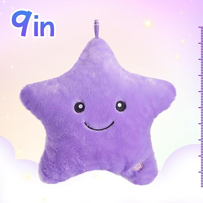 WEWILL 9'' LED Twinkle Star Soft Plush Pillow Toys Glowing Stuffed Star Light - Image 5