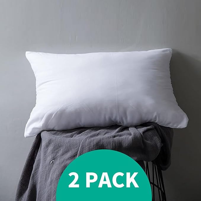 APSMILE Organic 12x20 Feather Down Throw Pillow Inserts Set of 2, 100% Cotton - Image 2