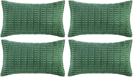 Fancy Homi Set of 4 Green Lumbar Rectangle Decorative Throw Pillow Covers 16x24 by Fancy+Homi