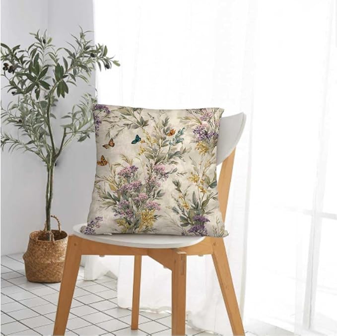 Throw Pillow Covers 18x18 Set of 2, Wild Flower Cushion Covers, Decorative - Image 2