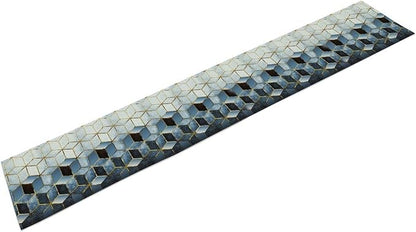 Geometric Blue Marble Table Runner Abstract Hexagon Pattern Texture Table Runner - Image 8