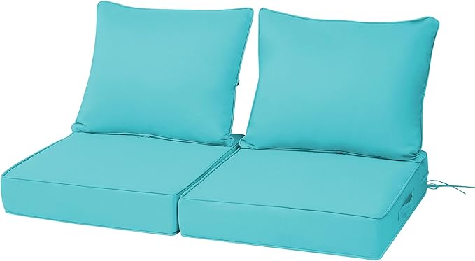 Deep Seat Outdoor Cushion Set of 2, UV&Fade Resistant Deep Seat Patio Cushions by Vulacko