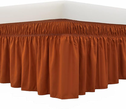 MEILA Wrap Around Bed Skirt Three Fabric Sides Elastic Dust Ruffled 18 Inch by MEILA