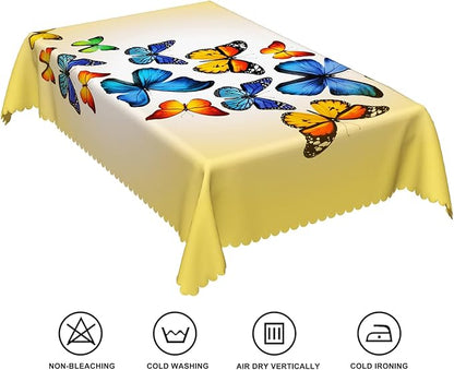 54x78inches Butterfly Rectangle Tablecloth Colorful Butterflies Printed Yellow - Image 6