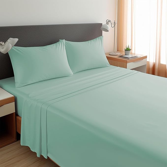 SPRINGSPIRIT Queen Sheets Set 4 Piece, Luxury Super Soft Microfiber Queen Bed - Image 5