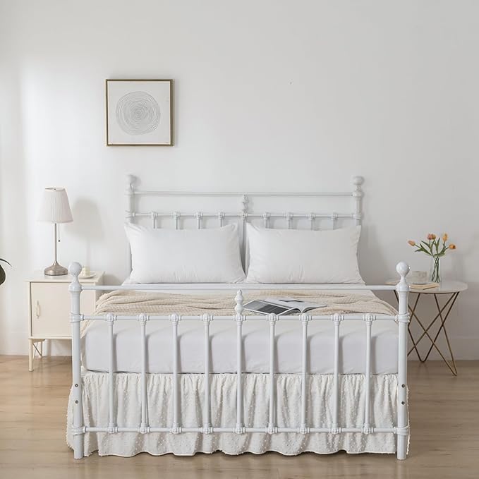 Tufted Dot Bed Skirt Queen Size Ruffled Bed Skirt - Image 7