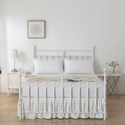 Tufted Dot Bed Skirt Queen Size Ruffled Bed Skirt - Image 7