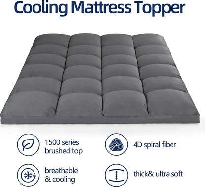 chopinmoon twin mattress topper for back pain, thick shown in use