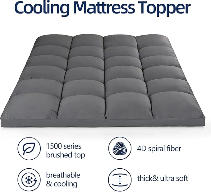 Mattress Topper Full XL for Back Pain, Extra Thick Mattress Pad Cover, Plush - Image 2