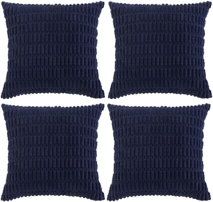 Fancy Homi 4 Packs Navy Blue Decorative Throw Pillow Covers 16x16 Inch by Fancy+Homi
