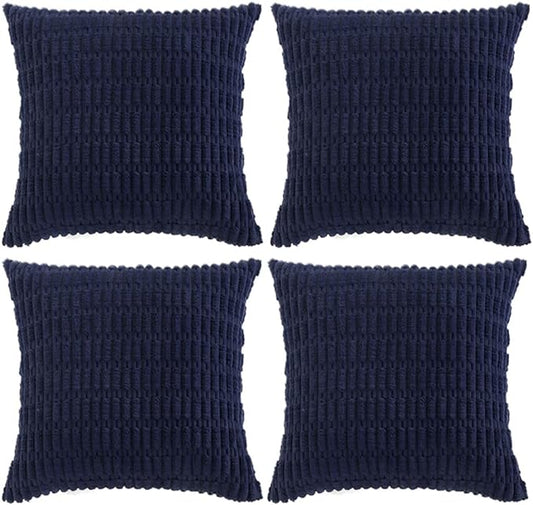 Fancy Homi 4 Packs Navy Blue Decorative Throw Pillow Covers 16x16 Inch by Fancy+Homi
