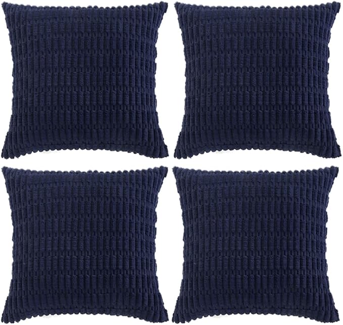Fancy Homi 4 Packs Navy Blue Decorative Throw Pillow Covers 18x18 Inch by Fancy+Homi