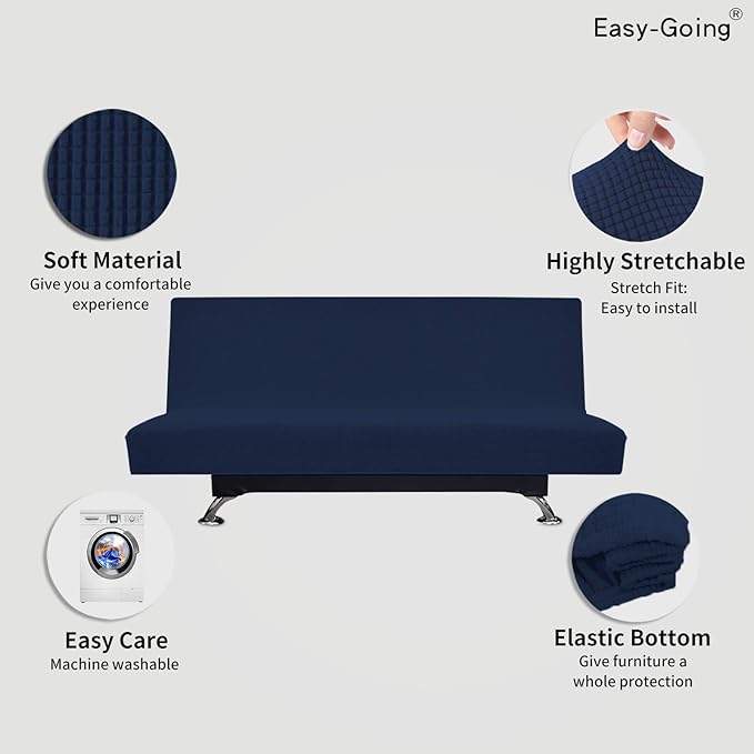 Easy-Going Stretch Futon Slipcover Armless Futon Bed Cover Furniture Protector - Image 3