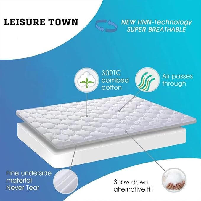 LEISURE TOWN Queen Mattress Pad Fitted Quilted Cotton Mattress Cover Cooling - Image 3
