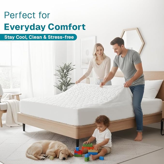 FABDREAMS Organic Quilted Mattress Protector | King Mattress Pad| Mattress - Image 5