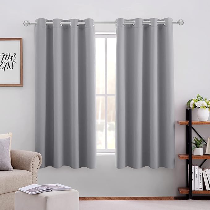 HOMEIDEAS Light Grey Blackout Curtains 52 X 45 Inch 2 Panels Room Darkening by HOMEIDEAS