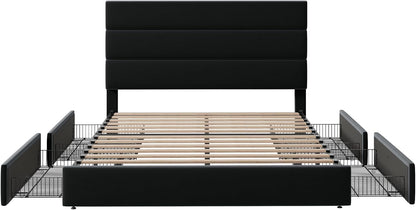 allewie modern queen size platform bed frame with, front angle view