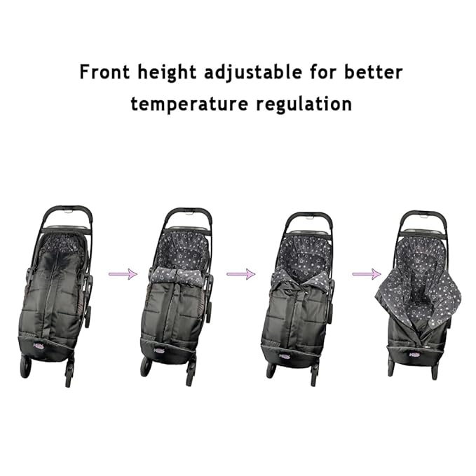 Front Height Adjustable Winter Waterproof Stroller Bunting Bag, Winter Stroller - Image 6