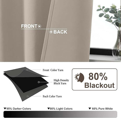 Gwine Stone Blackout Curtains for Bedroom 45 Inch Length, Room Darkening Window - Image 2