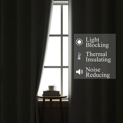Estelar Textiler Sage and Greyish White Blackout Curtains 54 Inch Length - Image 3