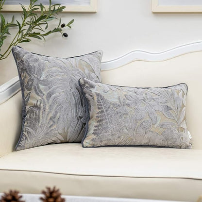 Alerfa 12 x 20 Inch Gray Silver Rectangle Maple Leaf Pillow Embroidery Cut - Image 4