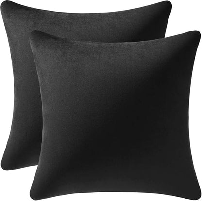 Decorative Pillow Covers 20x20 Black: 2 Pack Cozy Soft Velvet Square Throw by DEZENE