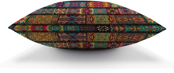 AOYEGO Bohemian Throw Pillow Cover Patchwork Floral Collage Ethnic Colorful - Image 5