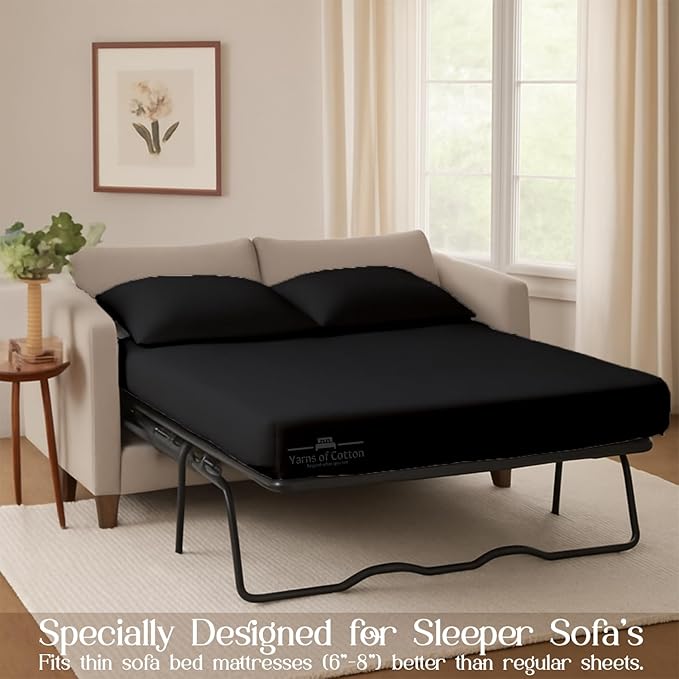 Sleeper Sofa 4 Piece Bed Sheet Set Premium Quality 100% Cotton 500 Thread Count - Image 3