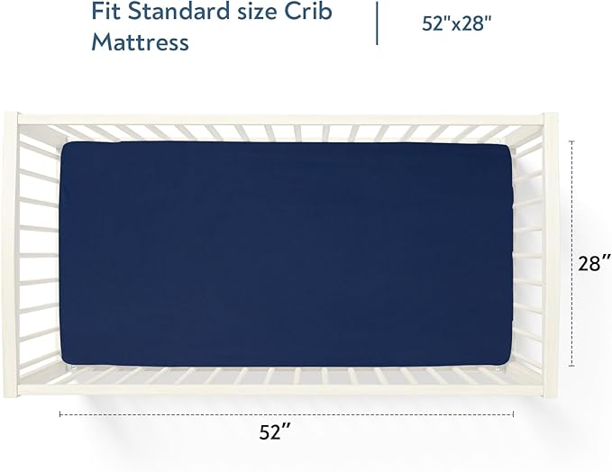 Waterproof Crib Sheets for Boys 2 Pack, Fitted Baby Crib Sheet Neutral 52" x - Image 6