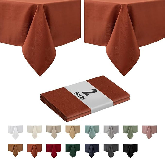 maxmill 2 Pack Rectangle 52 x 70 Inch Rust Slubby Textured Tablecloth by maxmill
