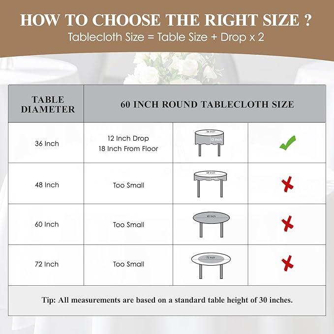 Christmas Tablecloth Round 60 Inch 1 Pack Waterproof, Machine Washable - Image 3