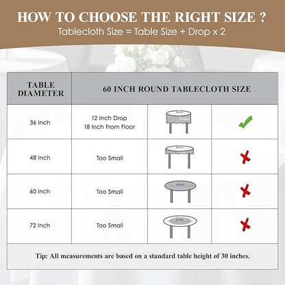 Christmas Tablecloth Round 60 Inch 1 Pack Waterproof, Machine Washable - Image 3