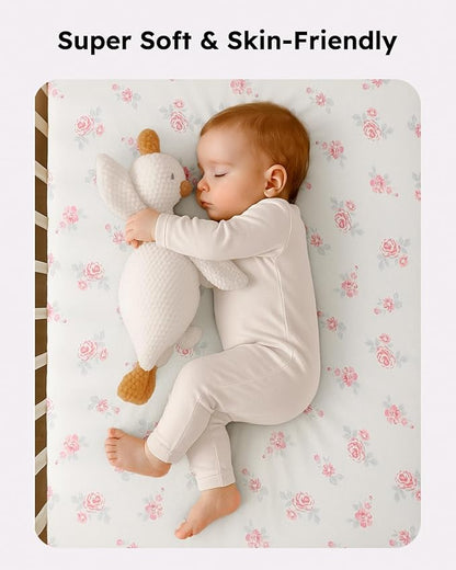 Pack and Play Sheets Fitted, Mini Crib Sheets 2-Pack - Image 3