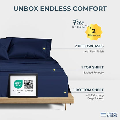 THREAD SPREAD 100% Egyptian Cotton Sheets Queen Size - Image 3