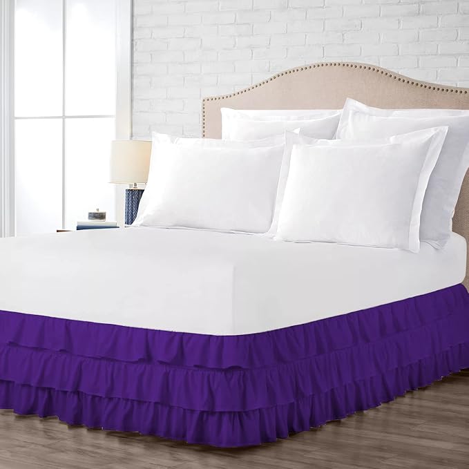 Multi-Ruffle Bed Skirt, Soft Multi Elastic Dust Ruffles - Image 3