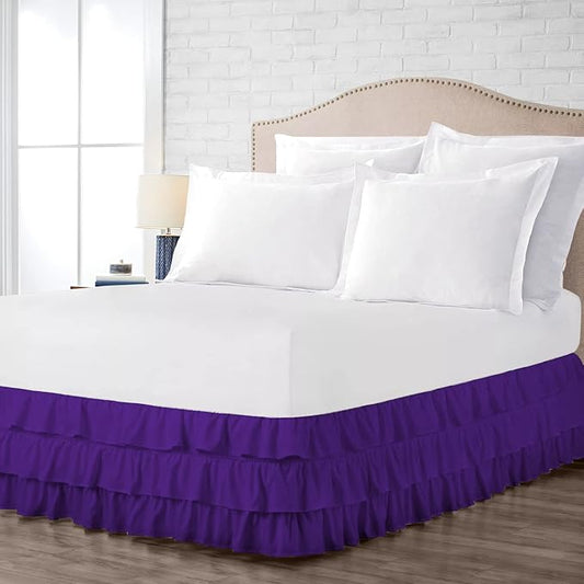Multi-Ruffle Bed Skirt, Soft Multi Elastic Dust Ruffles by Unknown