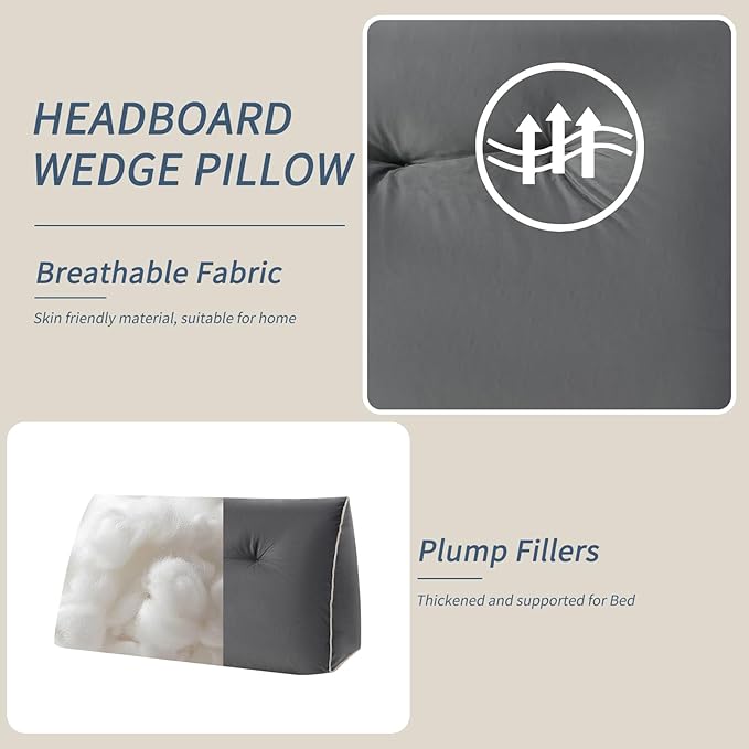 Headboard Wedge Pillows Twin/Twin XL, Ergonomic Bed Triangular Headboard Pillow - Image 6