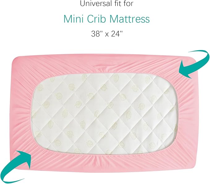 Mini Crib Mattress Protector Sheets Fitted Waterproof Mini Crib Mattress - Image 4