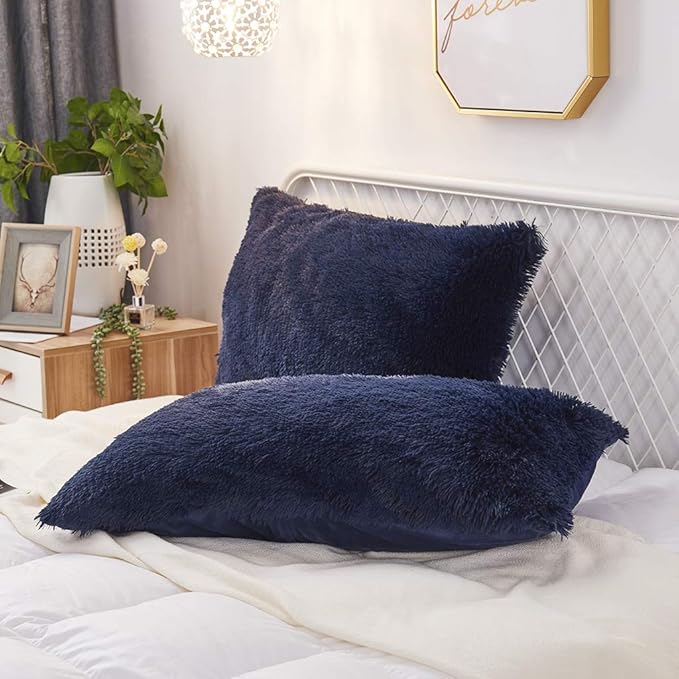 Uhamho Set of 2 Faux Fur Throw Pillow Covers Soft Velvet Decorative Pillowcases by Uhamho