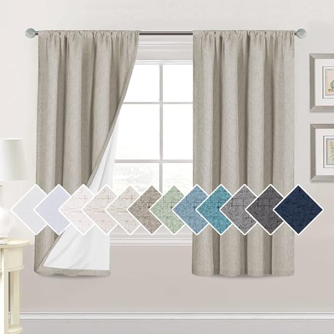 H.VERSAILTEX Linen Look 100% Blackout Curtains 63 Inches Long by HVERSAILTEX