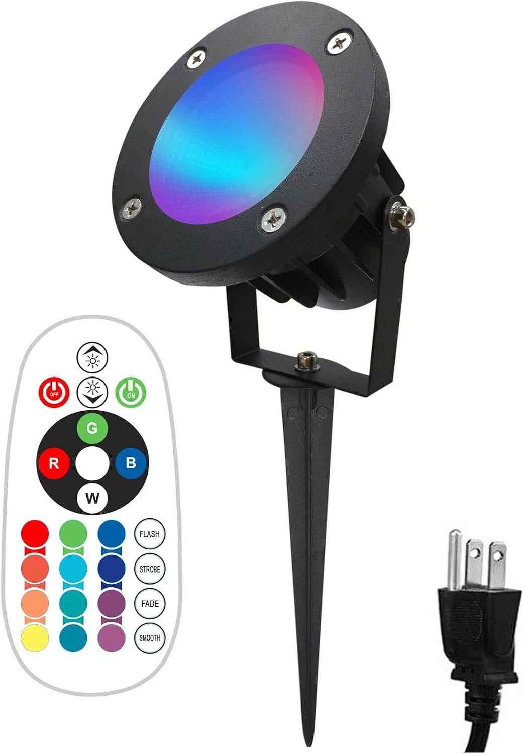 TOVEENEN 25W Color LED Outdoor Landscape Spotlight with Strobe Lighting - Waterproof RGB Spot Lights for Yard Tree House Halloween Christmas, Dual Mode, 120V 25W