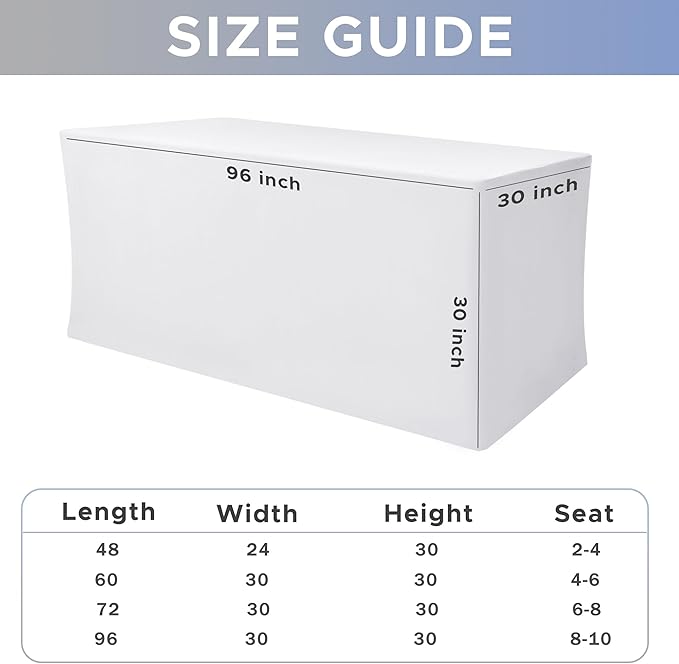 Nasitos White Fitted Table Covers Stretch Spandex - Image 7