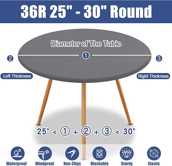 Round Spandex Tablecloth, Elastic Fitted Waterproof Tablecloths - Image 8