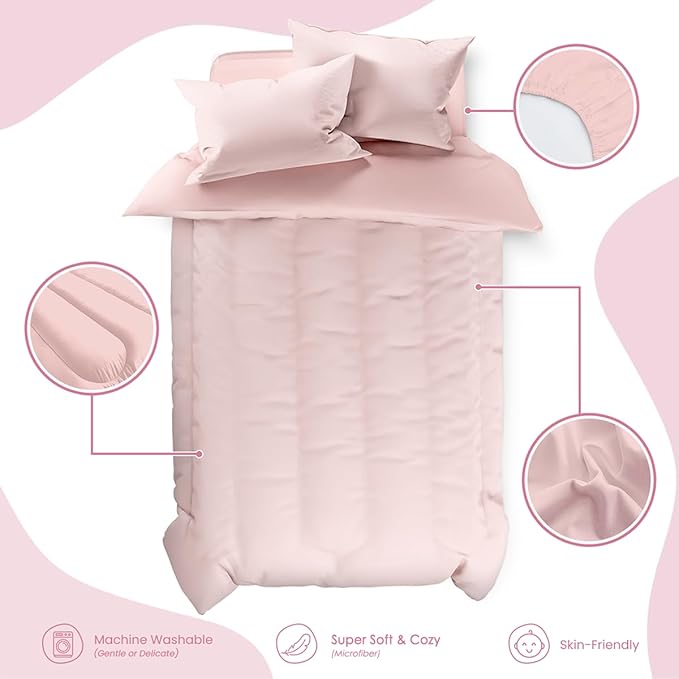 SANDJEST Pink Duvet Cover Sets Twin Size - Image 3